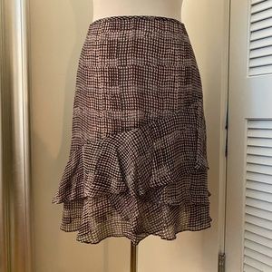 DKNY City Fitted Ruffle Silk Skirt